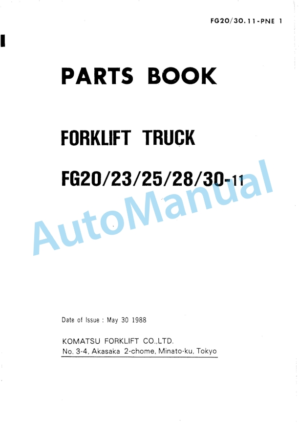 Komatsu FG20-11, FG23-11, FG25-11, FG28-11, FG30-11 Forklift Truck Parts Manual FG20_30.11-PNE1