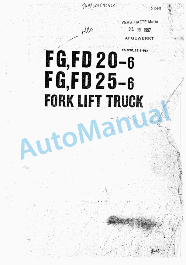 Komatsu FG20-6, FD20-6, FG25-6, FD25-6 Forklift Truck Parts Manual FG,D20,25.6-PE7