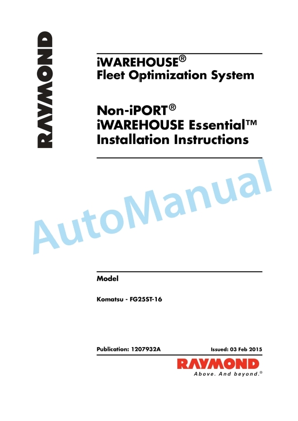 Komatsu FG25ST-16 Installation 1207932A
