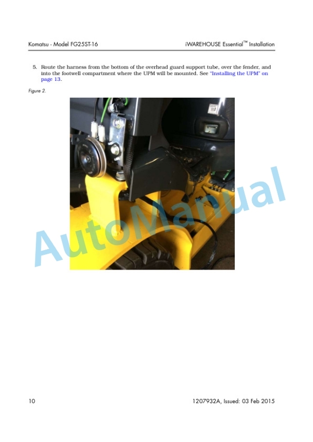 Komatsu FG25ST-16 Installation 1207932A 3 Komatsu FG25ST-16 Installation 1207932A-3