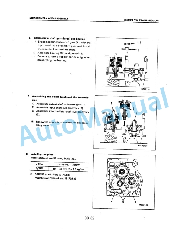 Komatsu FG40Z-7, FG40-7, FG45-7, FD40Z-7, FD40-7, FD45-7 Forklift Truck Shop Manual SM180-3