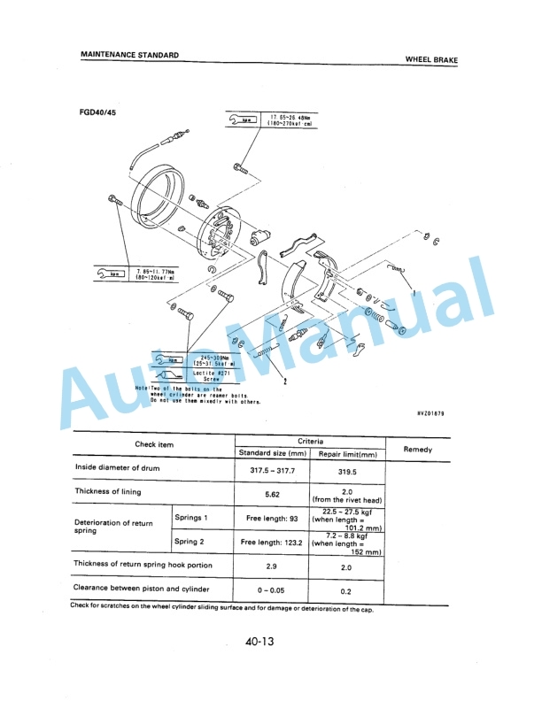 Komatsu FG40Z-7, FG40-7, FG45-7, FD40Z-7, FD40-7, FD45-7 Forklift Truck Shop Manual SM180-5
