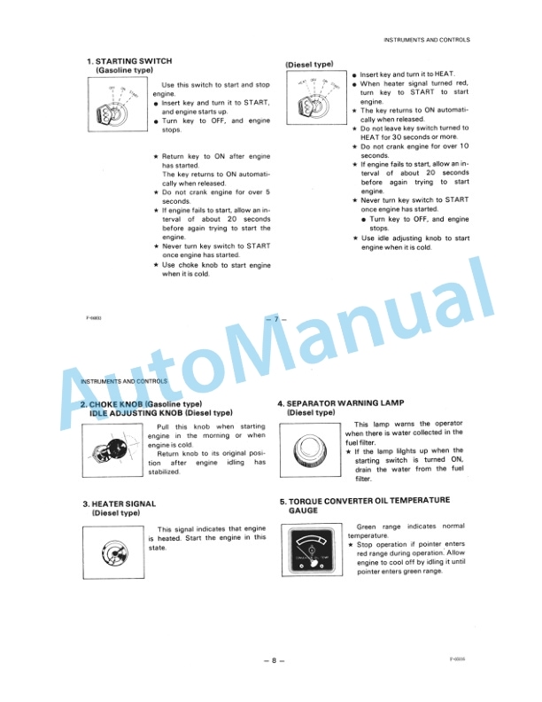 Komatsu FG50-5, FG60-5, FG70-6, FD50-5, FD60-5, FD70-5, FD60H-5, FD70H-5, FD80H-5 Forklift Truck Operation and Maintenance Manual OM058-2