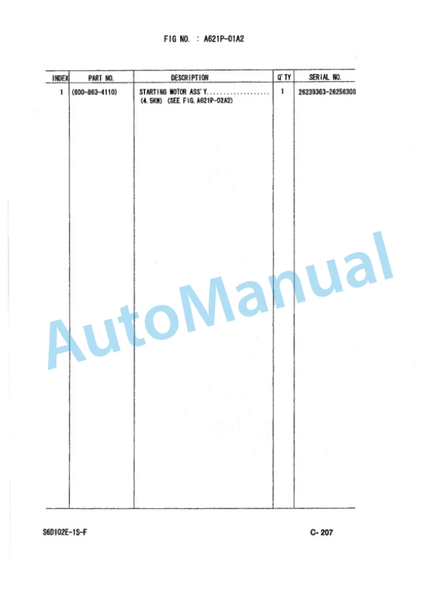Komatsu FG50-7, FG60-7, FG70-7, FD50-7, FD60-7, FD70-7, FD80-7, FD50E-7, FD60E-7, FD70E-7 Forklift Truck Parts Manual PED07E2-03-5