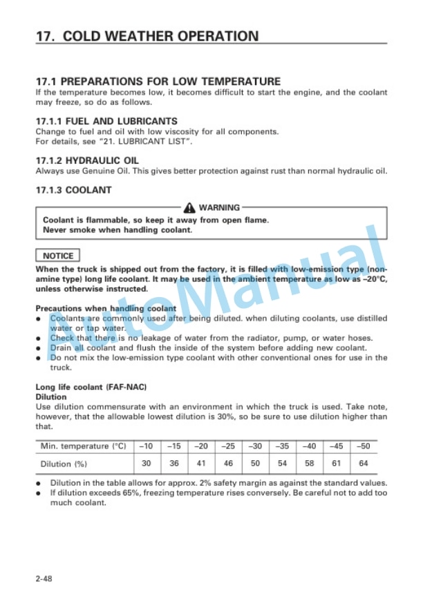 Komatsu FG50-7, FG60-7, FG70-7, FG70-8, FD50-7, FD60-7, FD70-7, FD50-8, FD60-8, FD70-8, FD80-8 Forklift Truck Operation and Maintenance Manual TEN00576-00-4