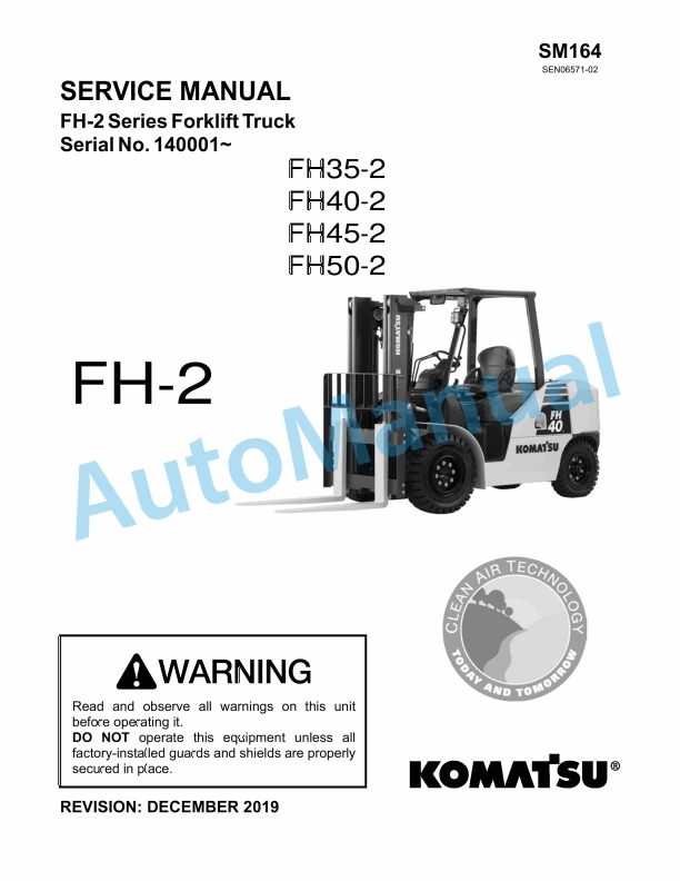 Komatsu FH-2 Series Forklift Truck Service Manual SM164