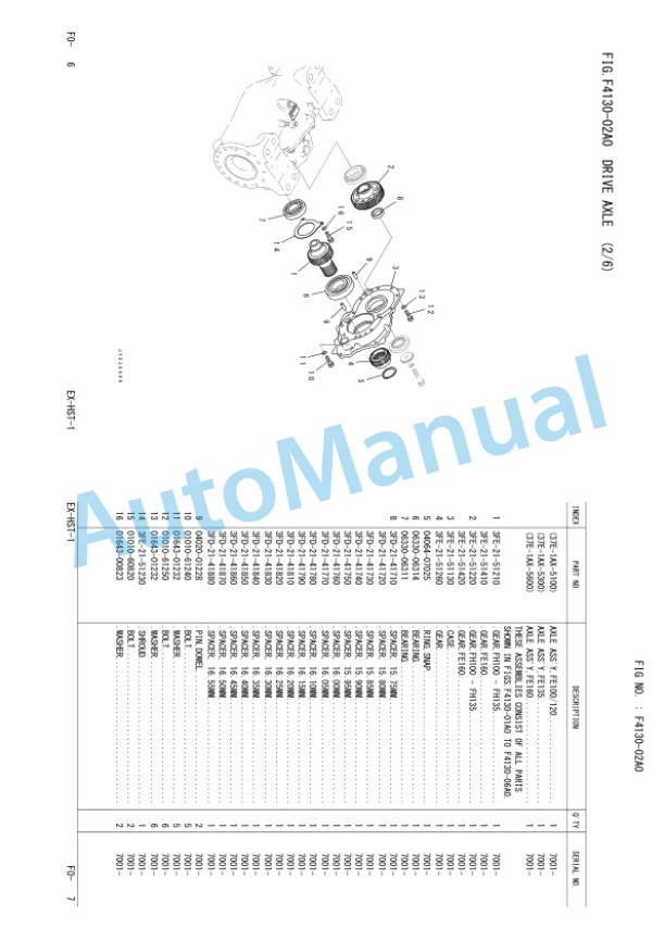 Komatsu FH100-1, FH120-1, FH135-1, FH160-1 Forklift Truck Chassis Parts Manual FEN04332-01-2