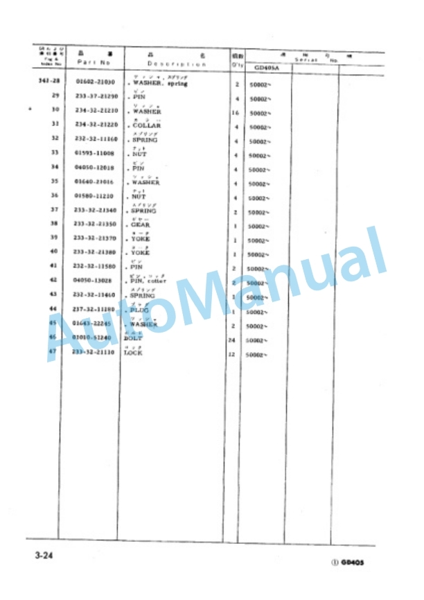 Komatsu GD405A-1 Parts Manual PEPB02330101-3