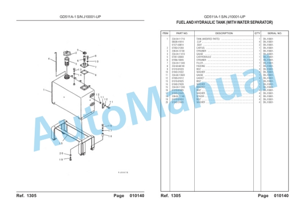 Komatsu GD511A-1 Parts Book LEPBG51100-3