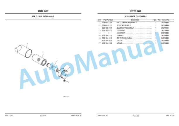 Komatsu GD555-3C Galeo Motor Grader Parts Manual KEPB074300-2