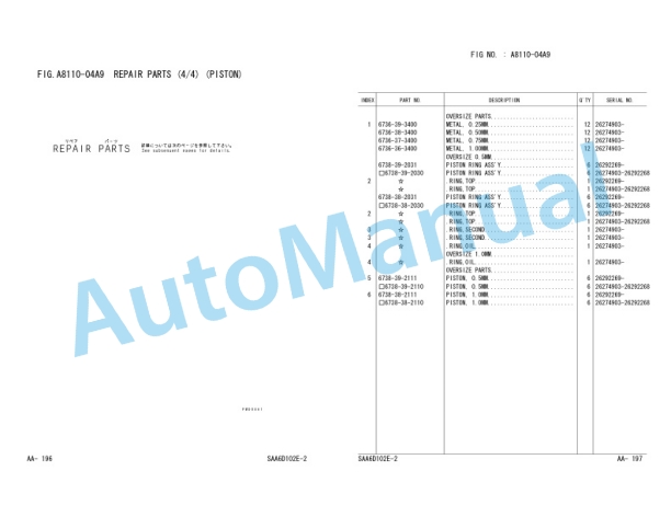 Komatsu GD555-3C Motor Grader Parts Manual FEN00130-04-2