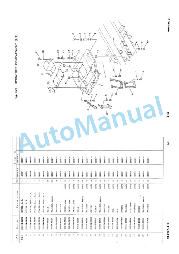 Komatsu GD605A-3, GD655A-3 Motor Grader Parts Manual PEPB023D0302-4