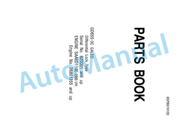 Komatsu GD655-3C Galeo Motor Grader Parts Manual KEPB074100
