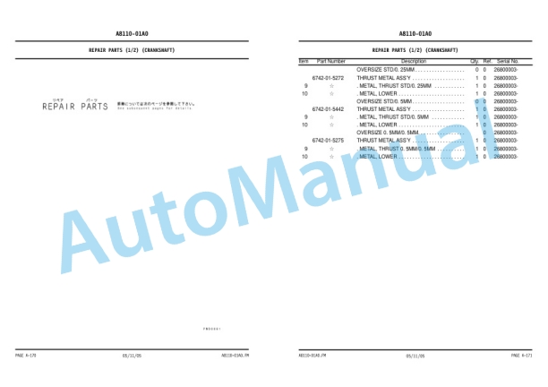 Komatsu GD655-3C Galeo Motor Grader Parts Manual KEPB074100-2