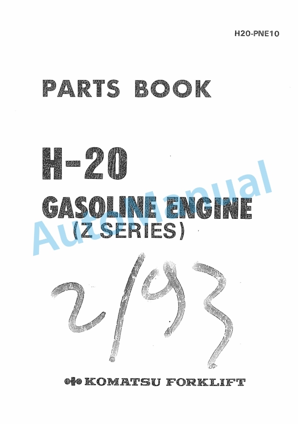Komatsu H-20 Gasoline Engine Parts Manual H20-PNE10