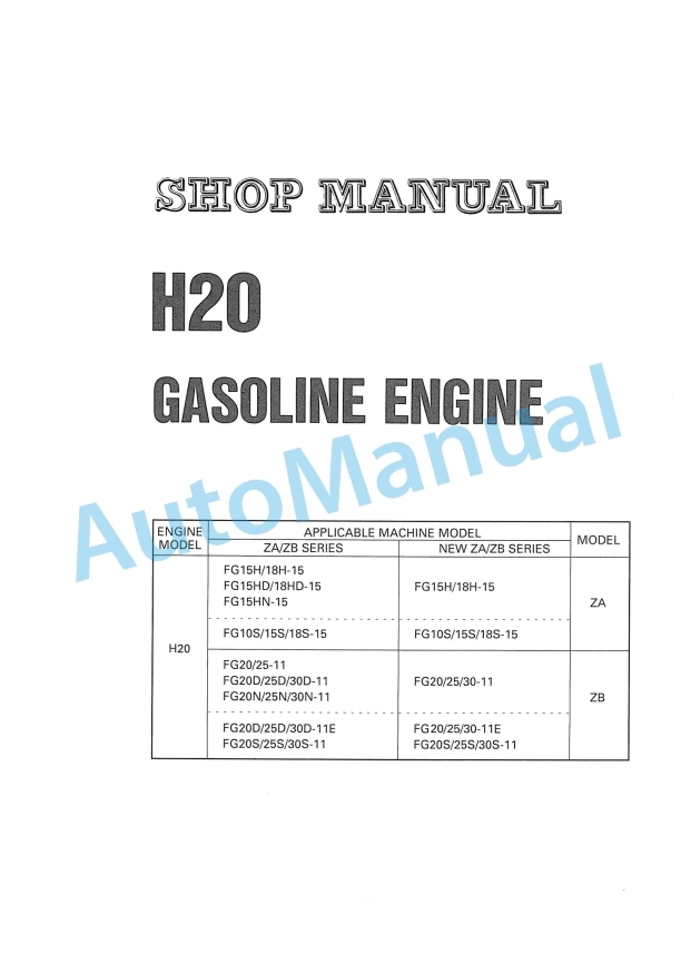 Komatsu H20 Gasoline Engine Shop Manual