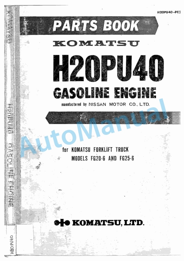 Komatsu H20PU40 Gasoline Engine Parts Manual H20PU40-PE2