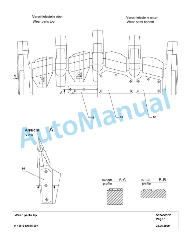 Komatsu H455E Hydraulic Mining Excavator Parts Manual G15007-5