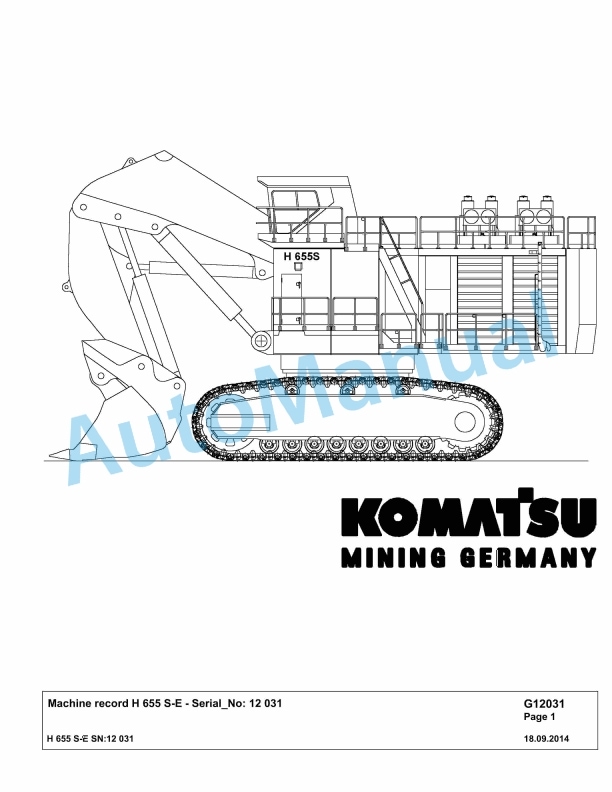 Komatsu H655S-E Hydraulic Mining Excavator Parts Manual G12031