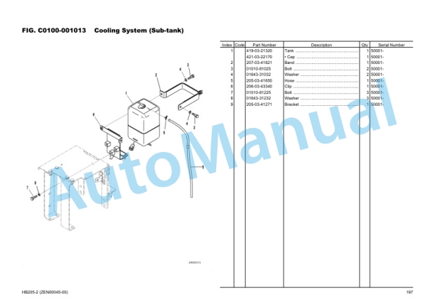 Komatsu HB205-2 Hydraulic Excavator Parts Manual ZEN00045-00-2