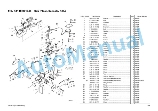Komatsu HB205-2 Hydraulic Excavator Parts Manual ZEN00045-00-4