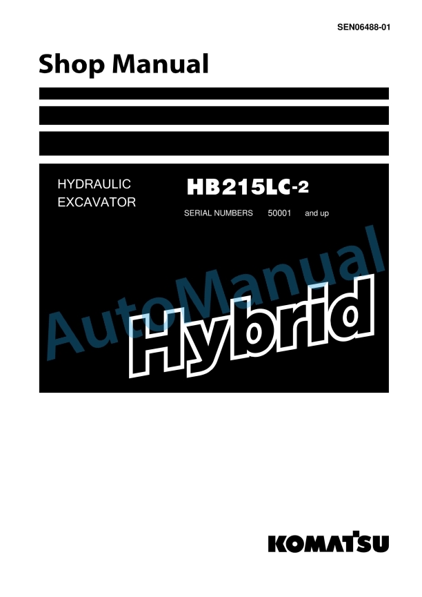 Komatsu HB215LC-2 Hybrid Hydraulic Excavator Shop Manual SEN06488-01