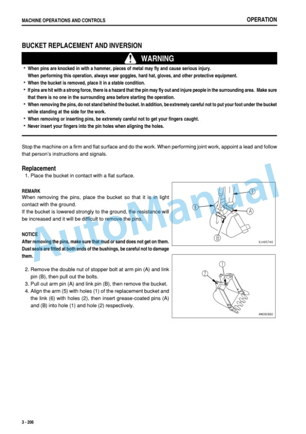 Komatsu HB335-1, HB335LC-1, HB365-1, HB365LC-1 Hydraulic Excavator Operation and Maintenance Manual PEN01851-00-4