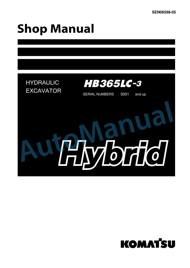 Komatsu HB365LC-3 Hybrid Hydraulic Excavator Shop Manual SEN06598-05