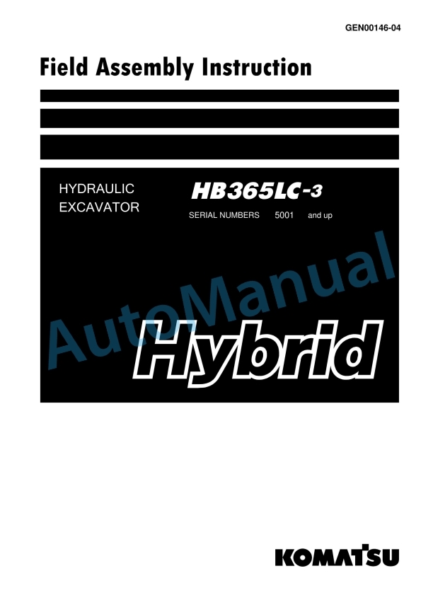 Komatsu HB365LC-3 Hydraulic Excavator Field Assembly Instruction GEN00146-04