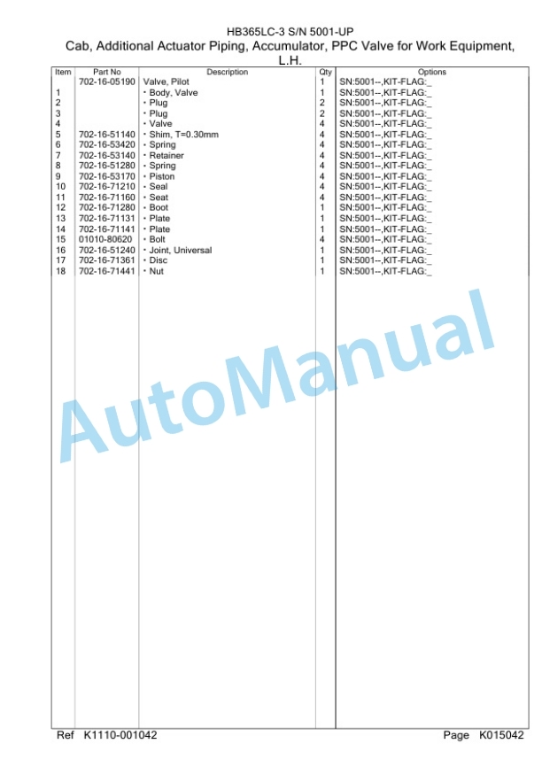 Komatsu HB365LC-3 Hydraulic Excavator Parts Manual PC00028U-5