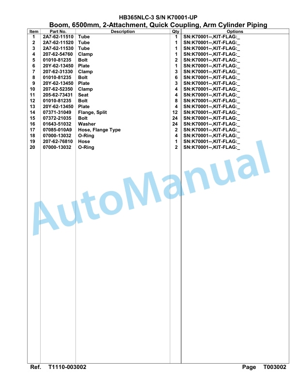 Komatsu HB365NLC-3 Parts Manual PC00028u-5