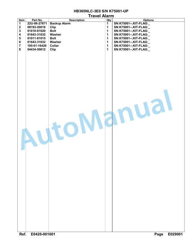 Komatsu HB365NLC-3E0 Parts Manual PC00074u-2