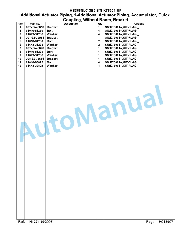 Komatsu HB365NLC-3E0 Parts Manual PC00074u-3