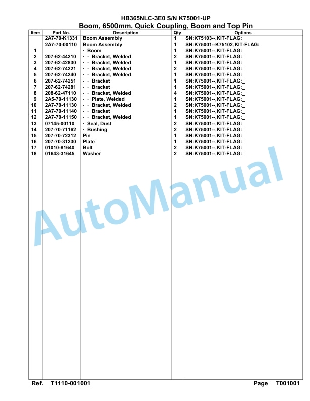 Komatsu HB365NLC-3E0 Parts Manual PC00074u-5
