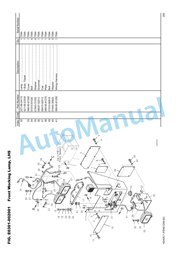 Komatsu HB405-7 Hydraulic Excavator Parts Manual EEPC011500-2