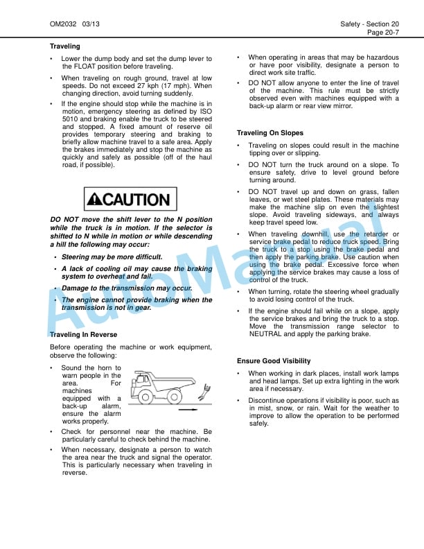 Komatsu HD1500-5 Dump Truck Operation and Maintenance Manual CEAM012803-2