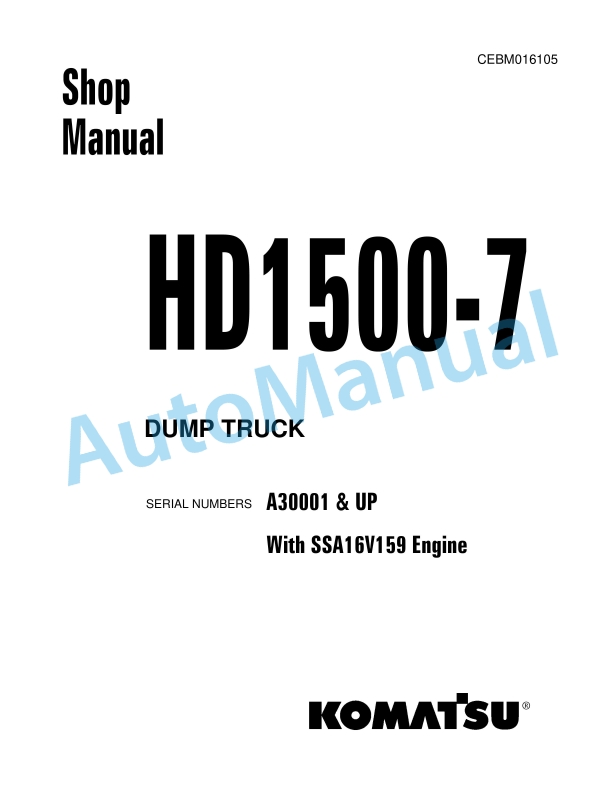 Komatsu HD1500-7 Dump Truck Shop Manual CEBM016105