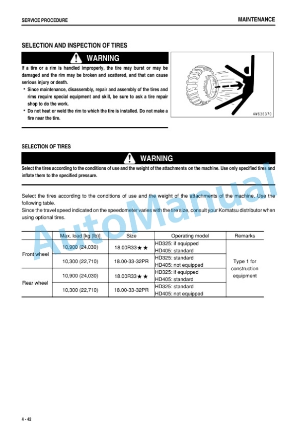 Komatsu HD325-7, HD405-7 Dump Truck Operation and Maintenance Manual PEN00837-14-4