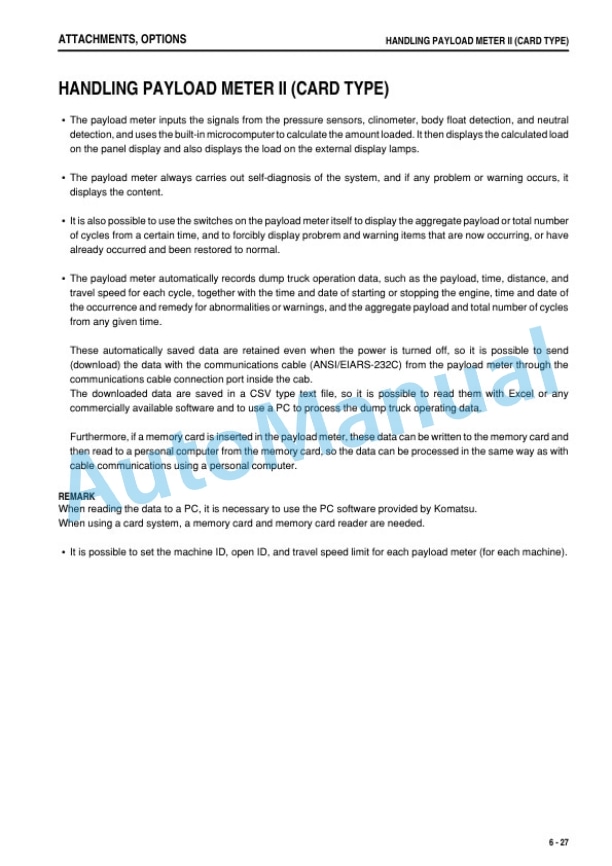 Komatsu HD325-7, HD405-7 Dump Truck Operation and Maintenance Manual TEN00749-12-5
