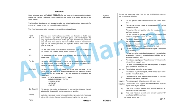 Komatsu HD465-7, SAAED170E-3 Parts Manual LEPBH467R6