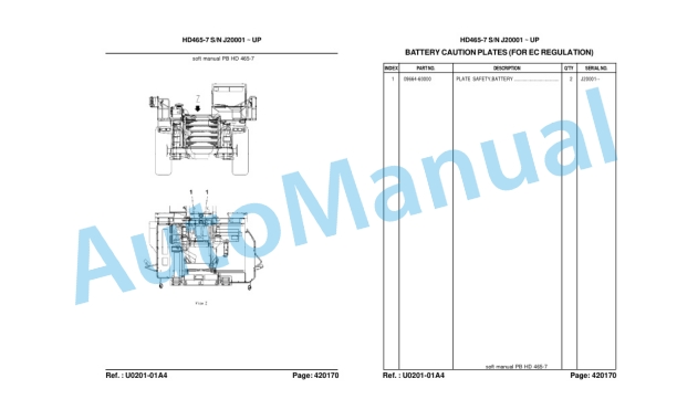 Komatsu HD465-7, SAAED170E-3 Parts Manual LEPBH467R6-2