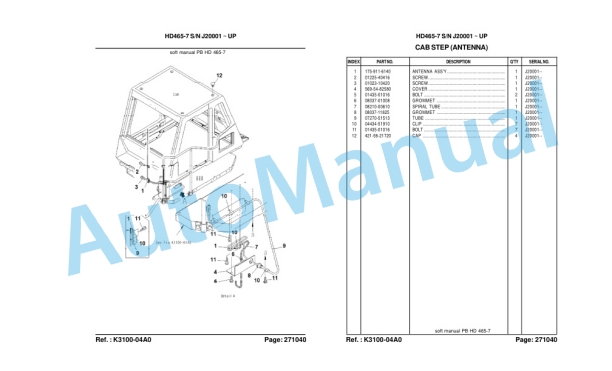 Komatsu HD465-7, SAAED170E-3 Parts Manual LEPBH467R6-3