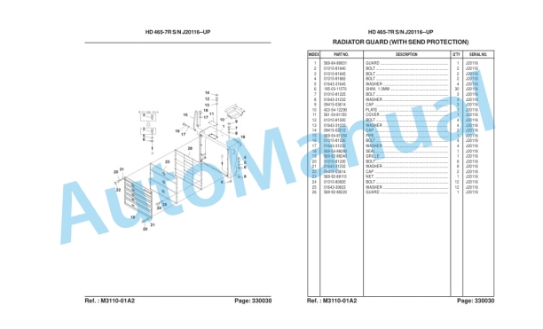 Komatsu HD465-7R Galeo Dump Truck Parts Manual LEPBH467R0-5