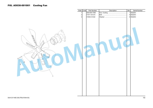 Komatsu HD785-7 Dump Truck Parts Manual FRU01944-00-2