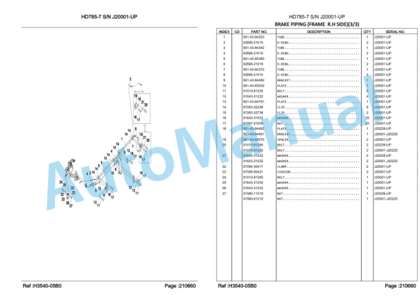 Komatsu HD785-7 Dump Truck Parts Manual LEPBH78701-4