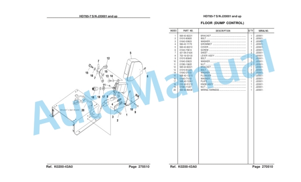 Komatsu HD785-7 Galeo Dump Truck Parts Manual LEPBH78700-5