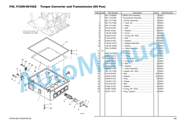 Komatsu HD785-8E0, SAA12V140E-7 Parts Manual FEN04789-00-3
