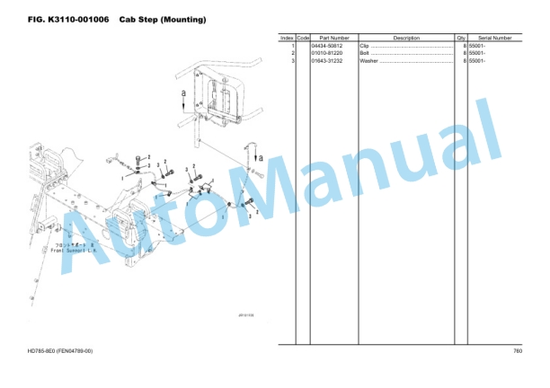 Komatsu HD785-8E0, SAA12V140E-7 Parts Manual FEN04789-00-5