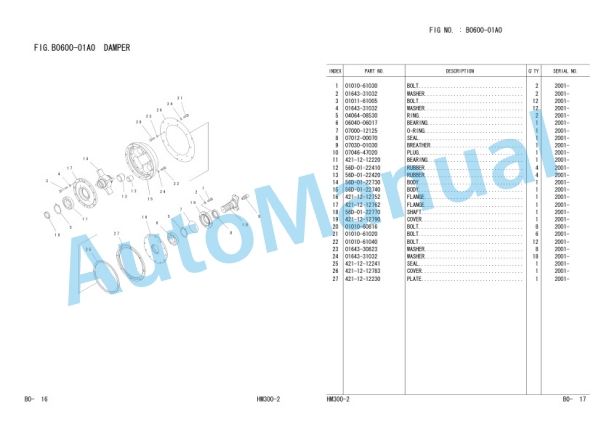 Komatsu HM300-2-EA, HM300-2-W Articulated Dump Truck Parts Manual EEPC009100-2