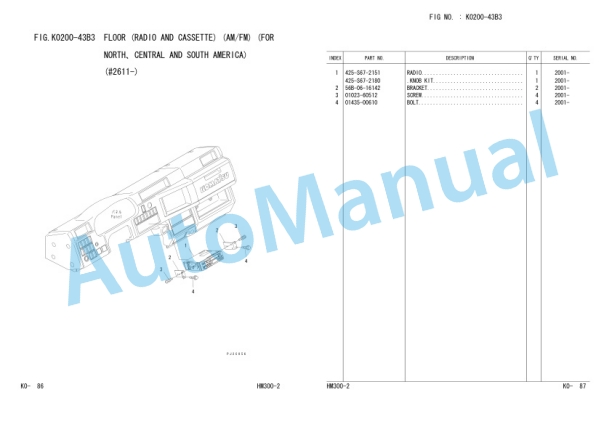 Komatsu HM300-2-EA, HM300-2-W Articulated Dump Truck Parts Manual EEPC009100-4